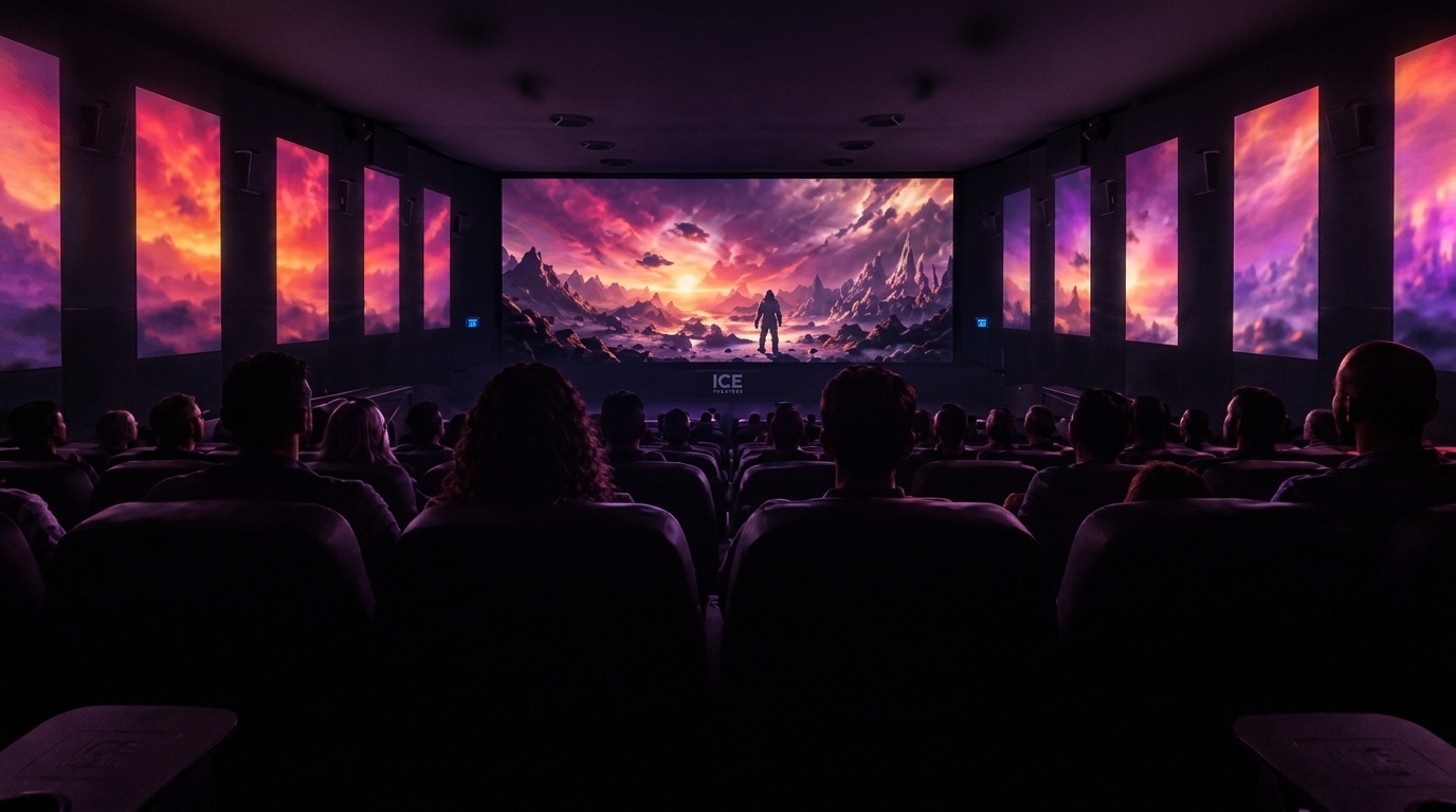 Salle de cinéma ICE Theaters avec immersion visuelle crépusculaire